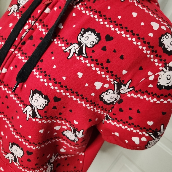 Vintage Betty Boop Brand Authentic Red Hearts Zip Hoodie Size XXL Junior 19 - Picture 1 of 5